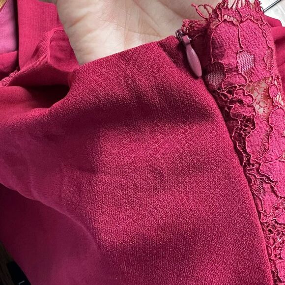 NWT Lulus Kiska Burgundy Lace Wide Leg Jumpsuit S - Picture 10 of 12